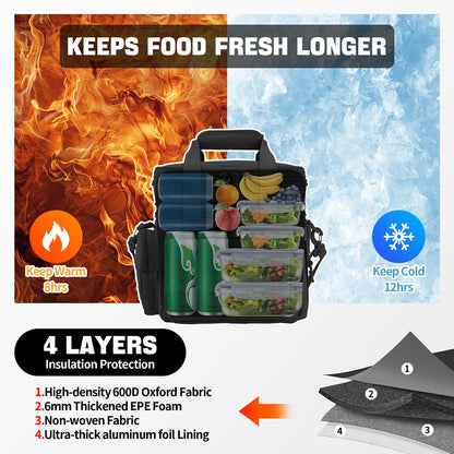 Men's Tactical Lunch Box Expandable 18L Tactical Insulated Cooler Bag, Leak Proof Insulated
