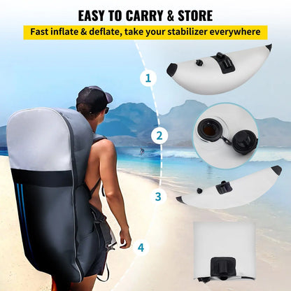 2 PCS, PVC Inflatable Outrigger Float with Sidekick Arms Rod, Canoes, Fishing Boats