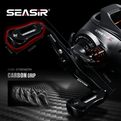 Baitcasting Reel 7.3:1 Hybrid Ceramic Bearing Carbon Fiber Washer Dual Bearing System N52 Brake Fishing Reels