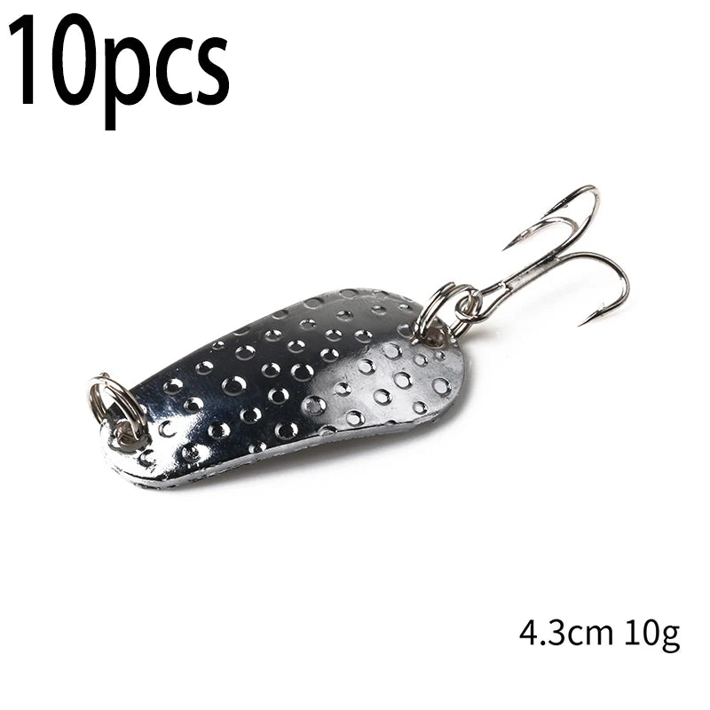Hengjia 1pcs Metal Bait Spoon Lure with Treble Hook Gold /Silver River Fishing Lure for Bass Pike Perch