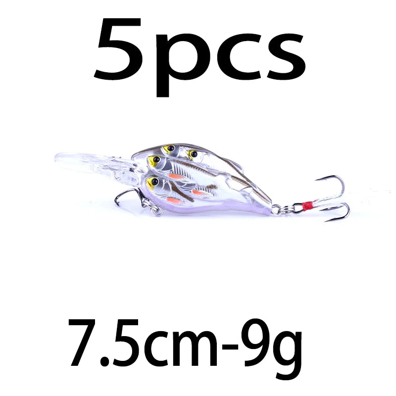 HENGJIA 1pc Diving Depth Crankbait Fishing Lures Swimbait Isca Artificial Bait floating Fishing Wobblers 7.5cm 9g pesca peche