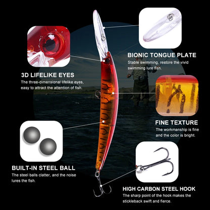 HENGJIA 1pcs 15cm 15g  Deep Diving Jerkbait Artificial Hard Bait Fishing Wobblers Minnow Lure for Bass Pike Carp Fishing  Tackle