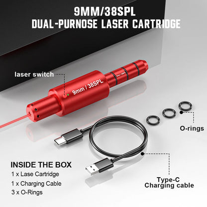 9MM dual-purpose magnetic suction laser training bullet, red dot laser training bullet,