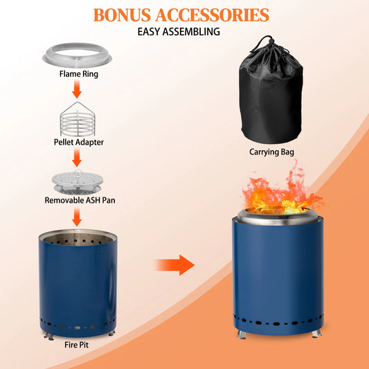smokeless fire pit blue