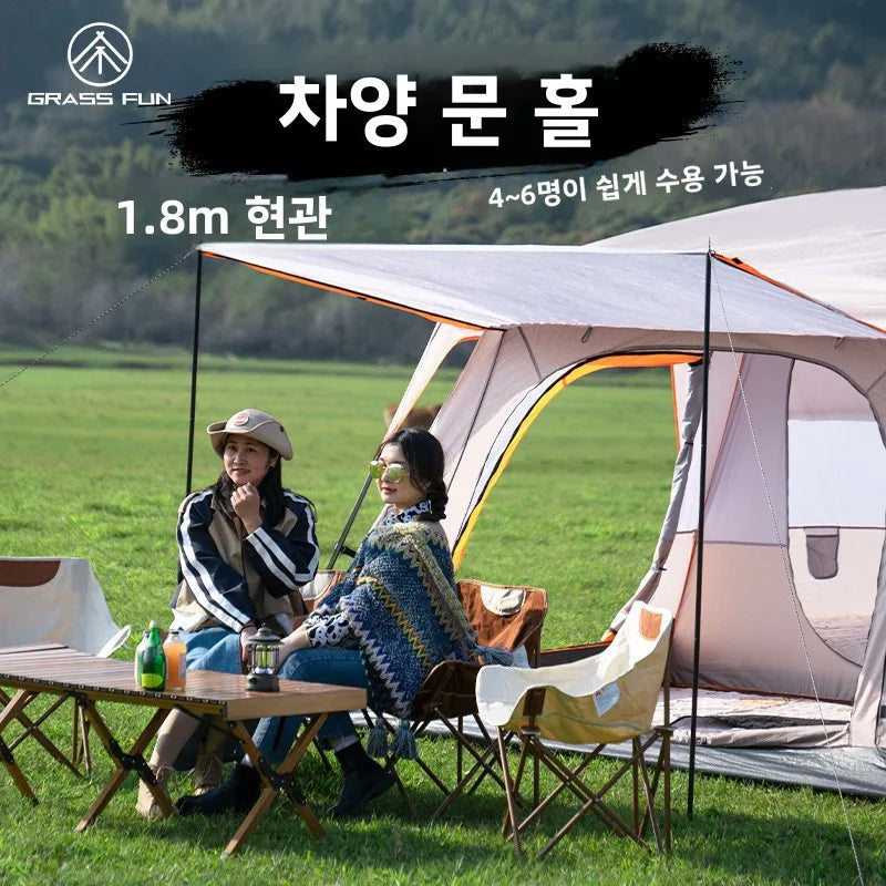 Tent Camping Two Bedroom Large Family 10 People Waterproof Double Layer Anti Uv Beach Shade Outdoor 4 Seasons Canopy