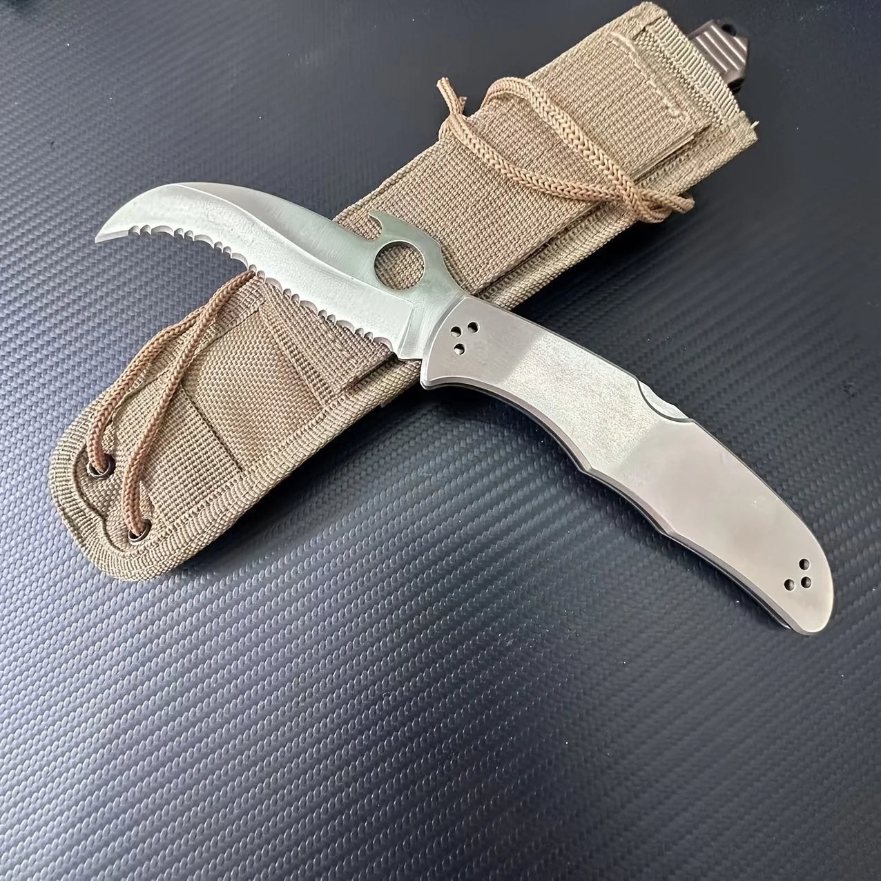 Tactical Folding Stainless Steel Handle Spear Point Flat Edge