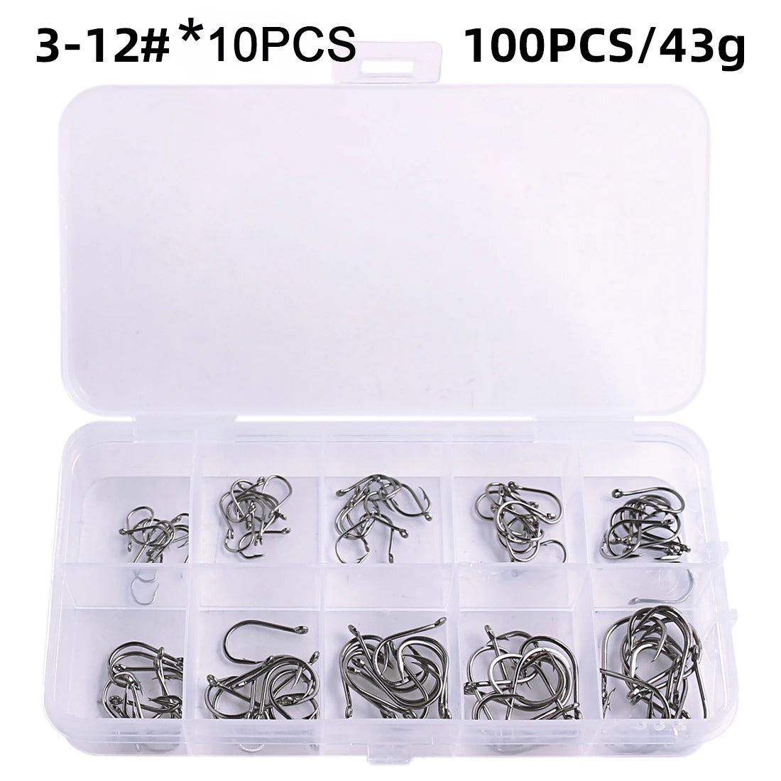 Fishing Hooks Set High Carbon Steel Barbed Fishhooks for Saltwater Freshwater