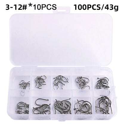Fishing Hooks Set High Carbon Steel Barbed Fishhooks for Saltwater Freshwater