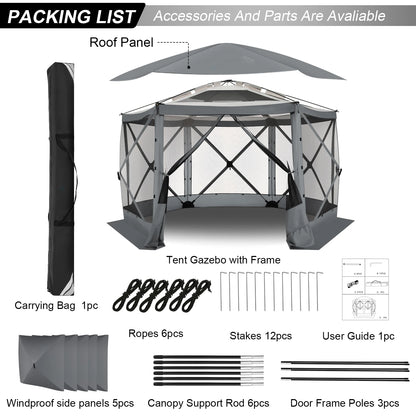 Pop up Gazebo Screen Tent Screen House for Camping,12x12FT Screen Room with Removable Roof,Outdoor Screened Gazebo  Hub Tent