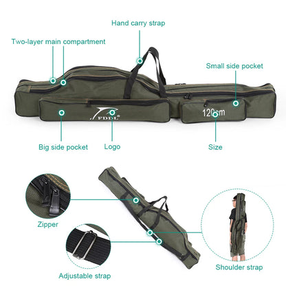Portable Folding Fishing Rod Carrier Canvas Fishing Pole