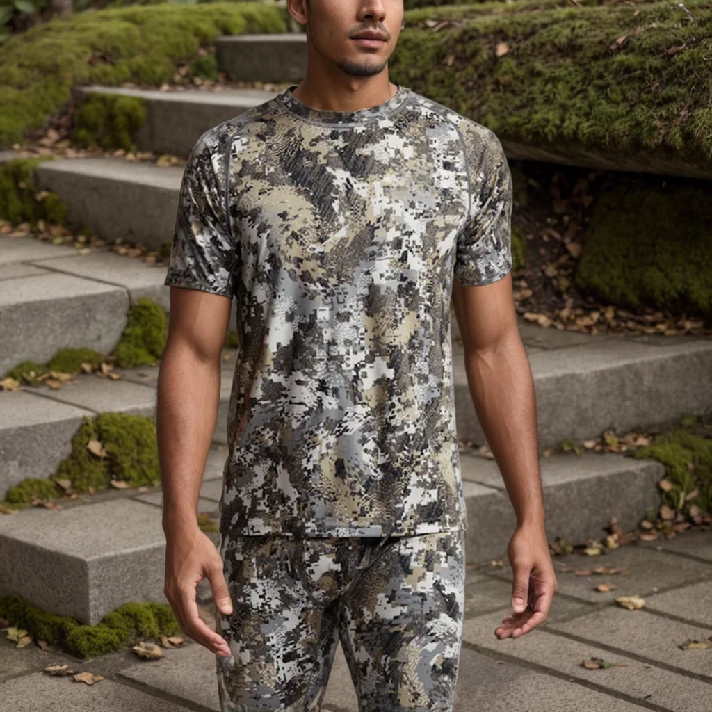 Men's quick-drying printed camo hunting short sleeve