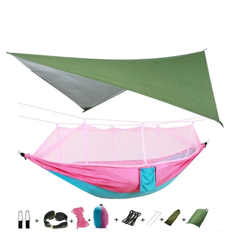 Camping Hammock with Mosquito Net&Rainfly Tent Tarp & Tree Straps