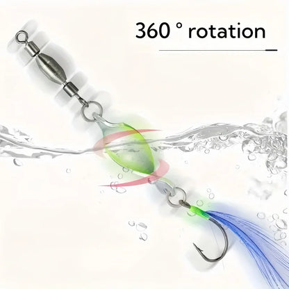 Twisted Metal Fishing Lures Spinner Hard Baits 360 Degree Rotating Spoon Lures Feather Metal Jigs