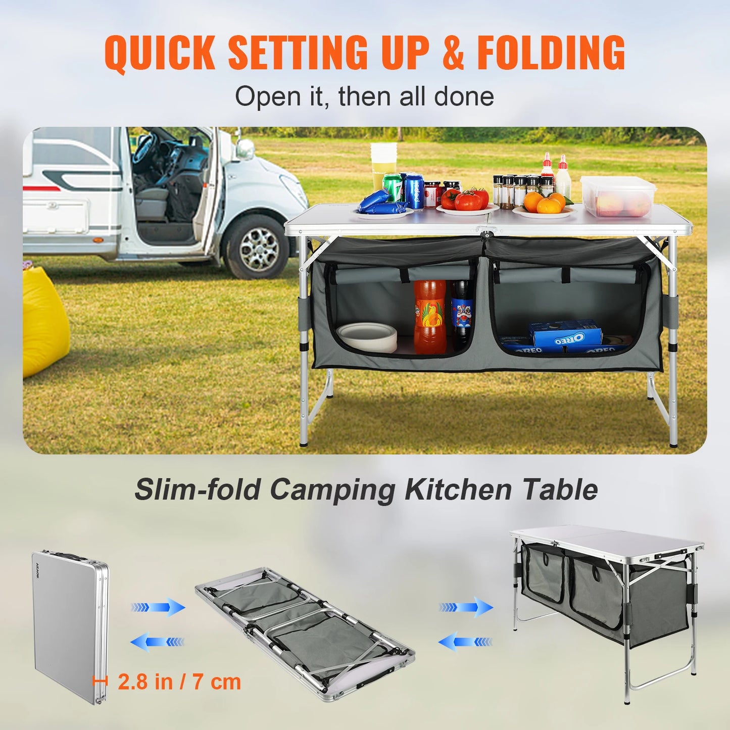 Camping Kitchen Table Quick set-up Folding Camping Table  Camping Table for Outdoor Picnics BBQ Camping RV Traveling