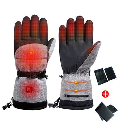 1Pair Heated Gloves Thermal Electric Cold Weather Heating Gloves Anti-Slip Waterproof for Outdoor Climbing Hiking Skiing Cycling