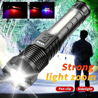 2pcs Rechargeable Zoomable Super Bright Flashlight for Emergency Power Outage,