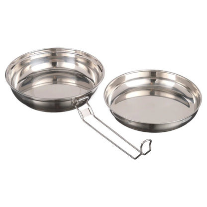 Space Saving 5 Piece Cookware Set Stainless Steel Mess Kit Non Stick Pot Fry Pan Plate Bowl Camping Cooking Tools
