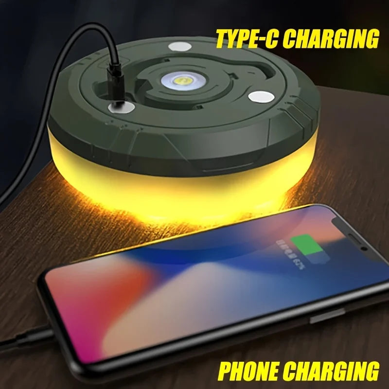Rechargeable 32.8FT Camping String Lights - 2 in 1 Quick Storage Tent Lights with 5 Lighting Modes - Hanging Portable LED Lamp f