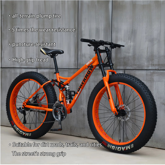 Variable Speed Off-Road Beach Snow Mountain Bike Shock Absorption Adult Extra Wide4.0Large Tire Unisex Student Bicycle