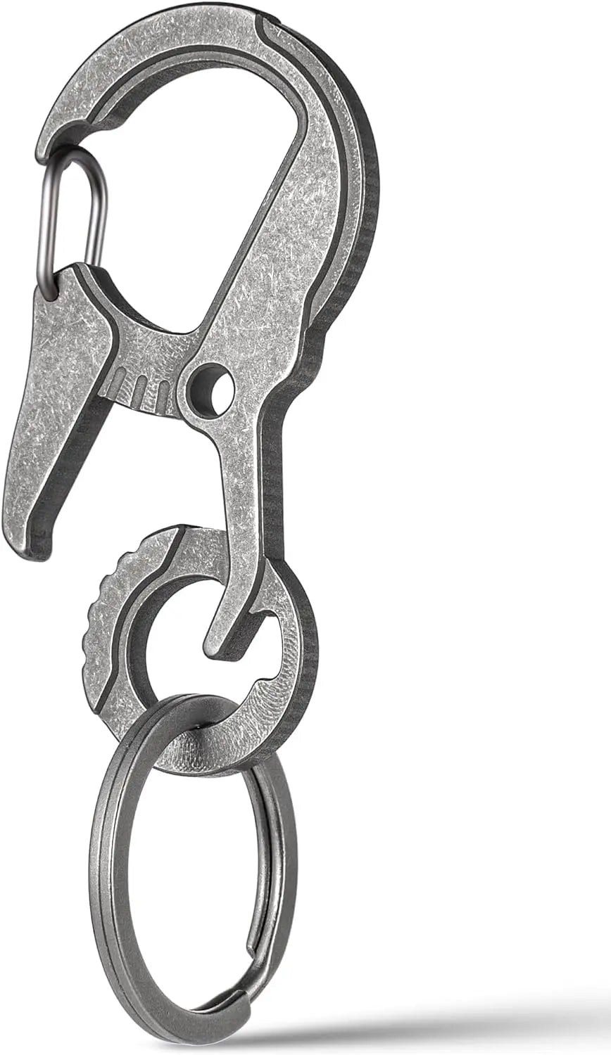 Titanium alloy Carabiner Keychain Clip,EDC Key Carabiner, Mens Quick Release Key Ring Holder with Bottle Opener, Key Chain Hook