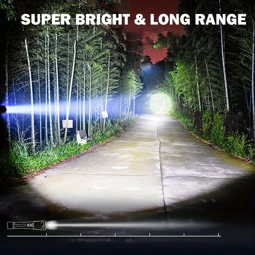2pcs Rechargeable Zoomable Super Bright Flashlight for Emergency Power Outage,