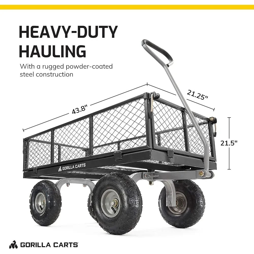 Heavy Duty Steel Utility Cart Garden Wagon with Removable Sides 800lb
