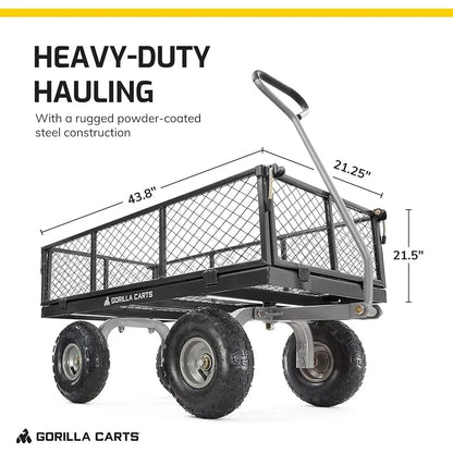 Heavy Duty Steel Utility Cart Garden Wagon with Removable Sides 800lb
