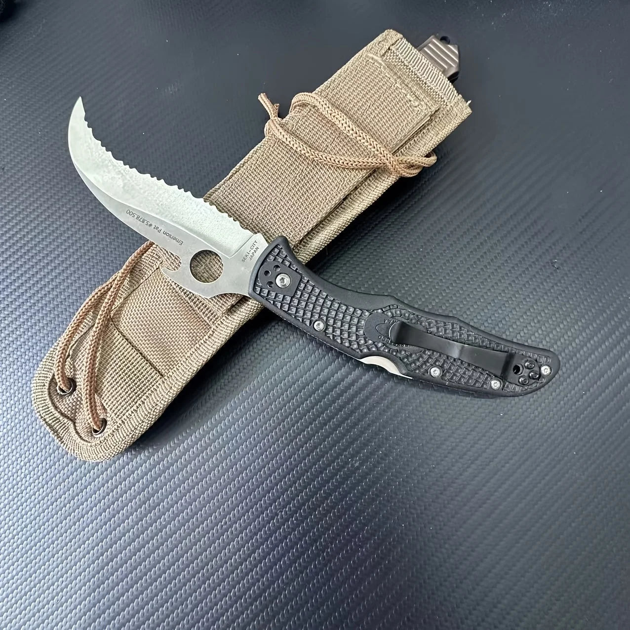 Tactical Folding Stainless Steel Handle Spear Point Flat Edge