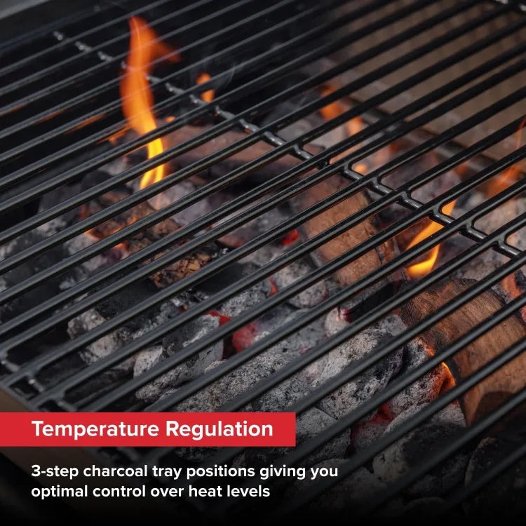 Charcoal Grill with Side Shelf, 349 SQ In Cooking Space,