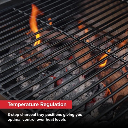 Charcoal Grill with Side Shelf, 349 SQ In Cooking Space,