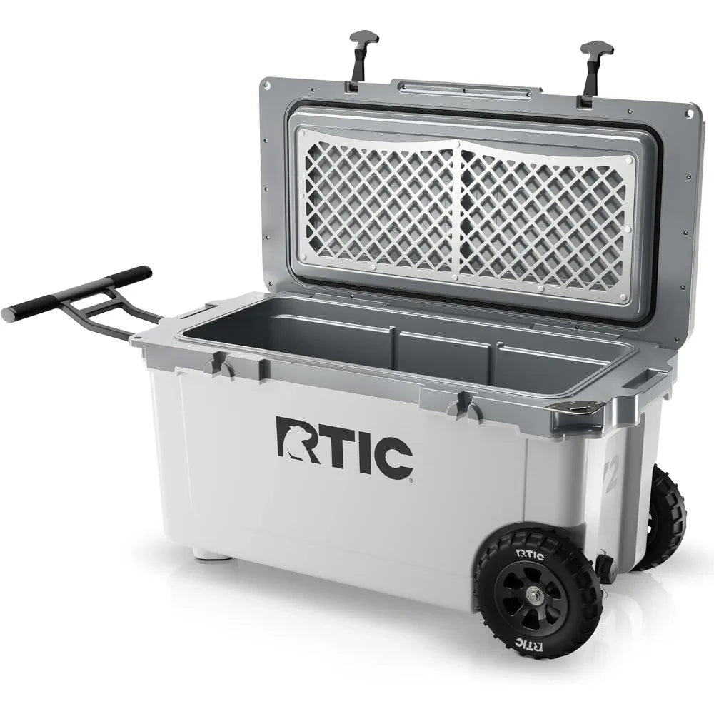 72 Quart Ultra-Light Wheeled Cooler Hard Insulated Portable Ice Chest Box for Beach, Drink, Beverage, Camping, Picnic, Fishing
