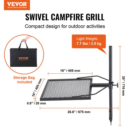 Premium Steel Campfire Grill Rack for Outdoor Cooking Camping Picnics Beach