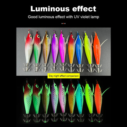Luminous Squid Hook Cuttlefish Attracting Lure Double Hook Glow In The Dark Squid Bait Fake Octopus Bait for Octopus Squid