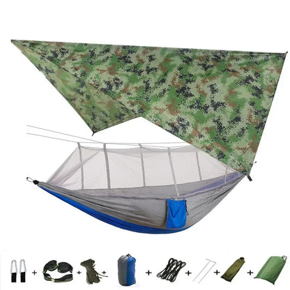 Camping Hammock with Mosquito Net&Rainfly Tent Tarp & Tree Straps