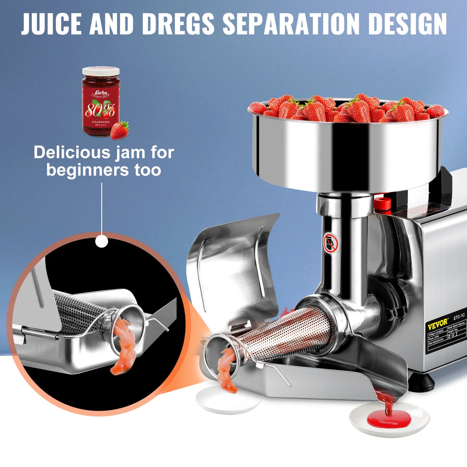 Electric Fruit Press Strainer Machine Commercial Food Strainer Sauce Maker Stainless-steel