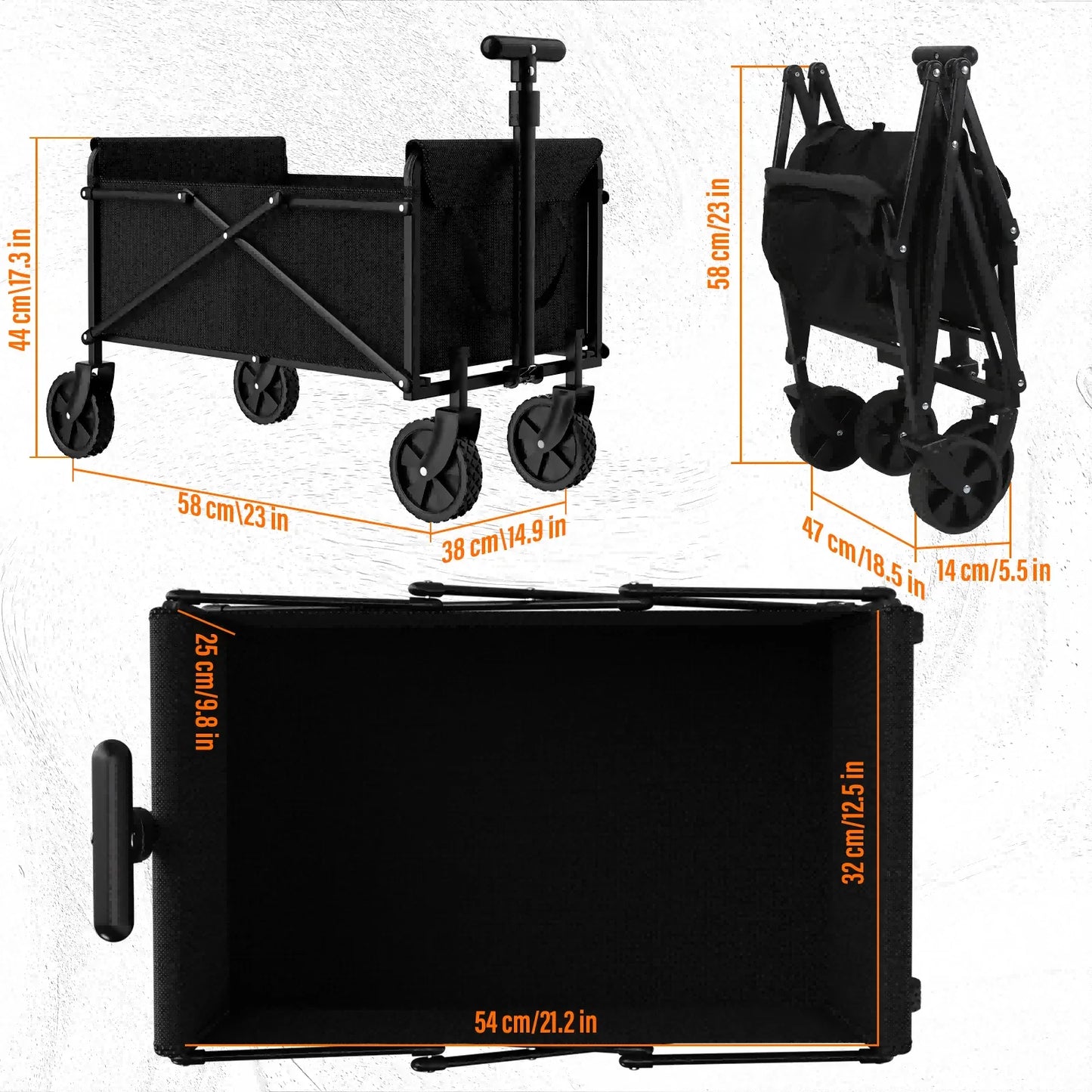 Outdoor Camping Handcart with Foldable Wheels: