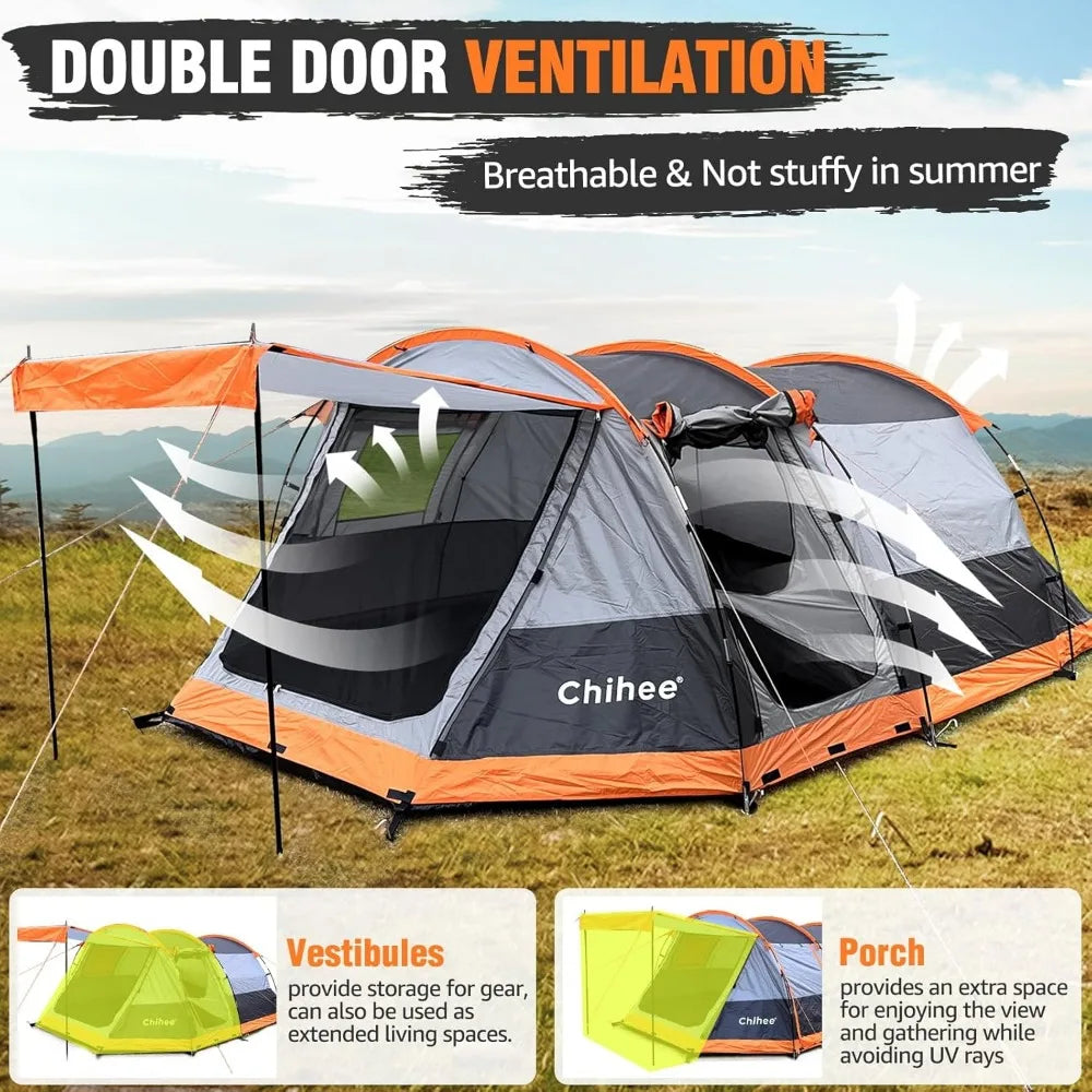 Camping Tents Tunnel Tent 4 Person Family Tents with 2 Doors