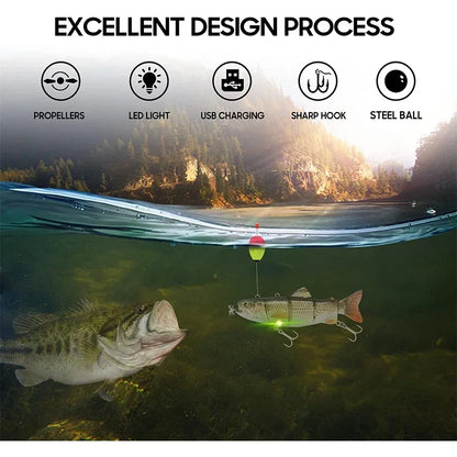 Electric Fishing Lure Multi Jointed Wobbler Swimbait USB Rechargeable Robotic Lure Artificial Hard Baits Fishing Accessories