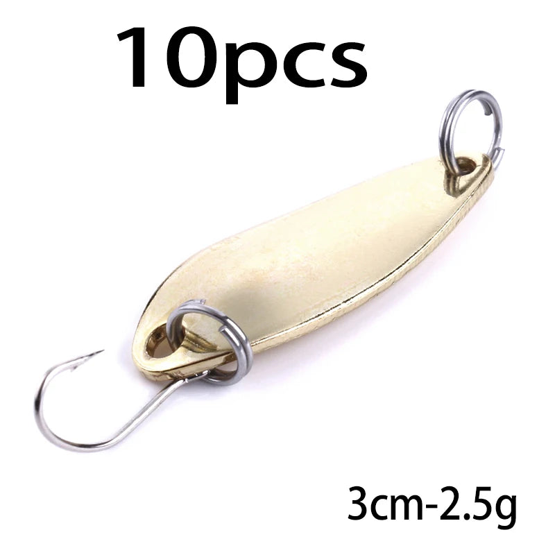 Hengjia 1pcs Metal Bait Spoon Lure with Treble Hook Gold /Silver River Fishing Lure for Bass Pike Perch