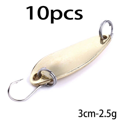 Hengjia 1pcs Metal Bait Spoon Lure with Treble Hook Gold /Silver River Fishing Lure for Bass Pike Perch