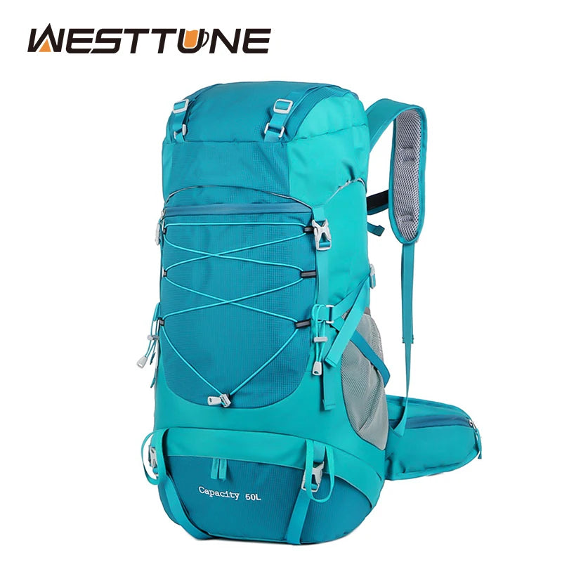 WESTTUNE 50L Hiking Backpack with Rain Cover Multifunctional Mountaineering Bag