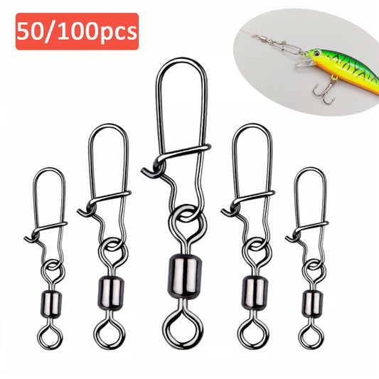 Bearing Rolling Swivel Stainless Steel Snap Pike Fishing Accessories Connector Fishhook Lure Swivels Tackle