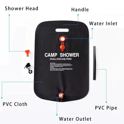 20L Foldable Solar Shower Water Bag Pvc Folding Water Storage Bags Outdoor Hiking Travel Bath Bags Scrubbing Pool Accessories