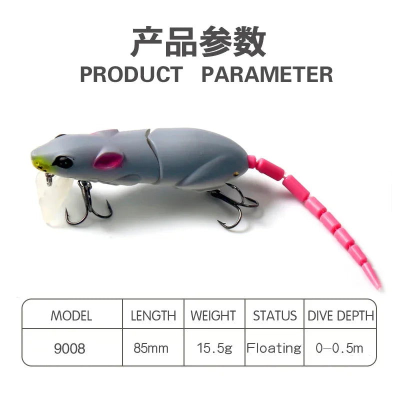 Mouse Lure Artificial Plastic Mouse Fishing Lure Swimbait Floating baits