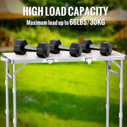 Folding camping table,87x40cm,3 adjustable heights (26/48/70cm),portable for camping,picnic,garden use