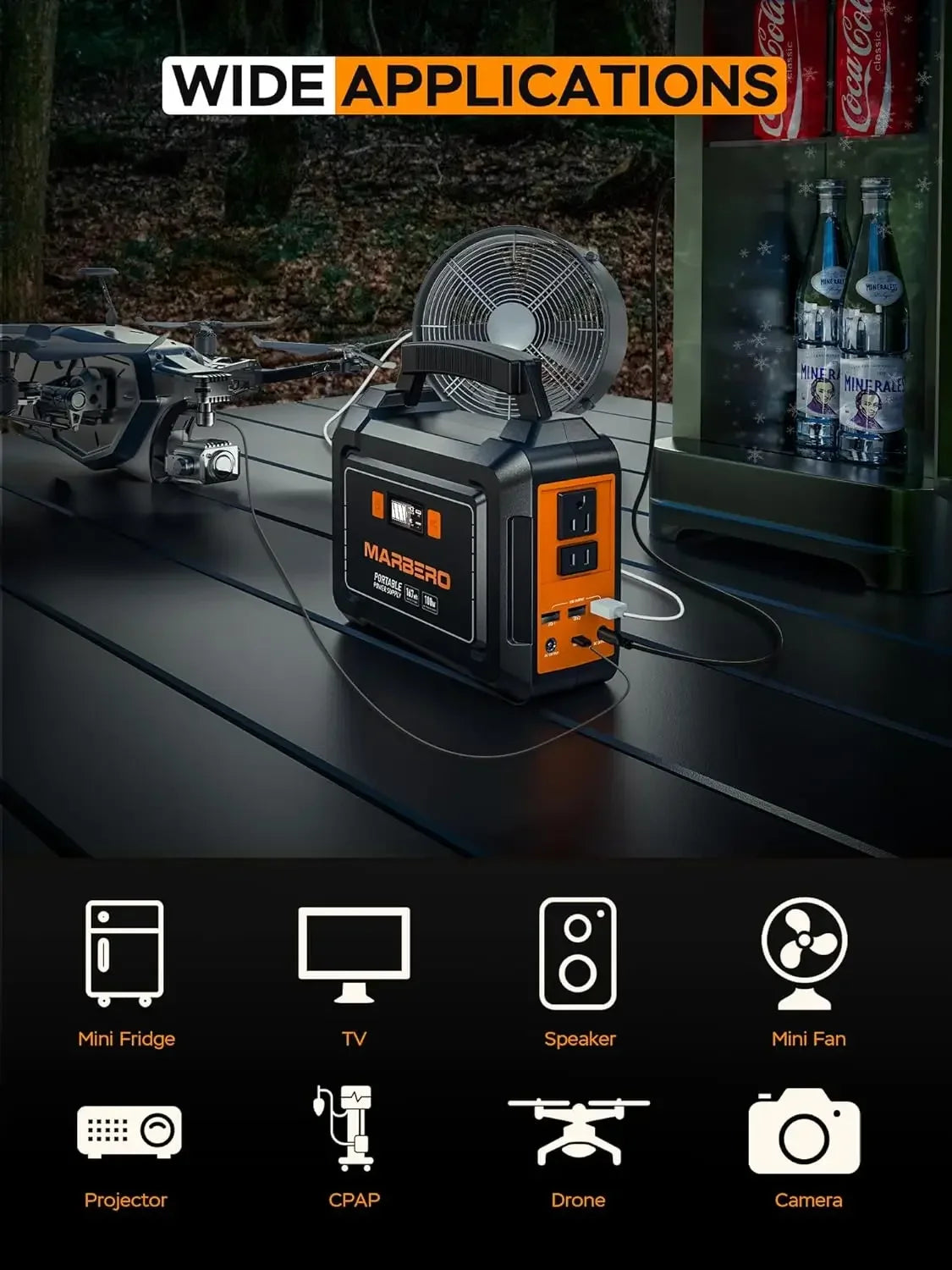 Camping Battery Power Supply with 110V AC Outlet 2 DC Ports