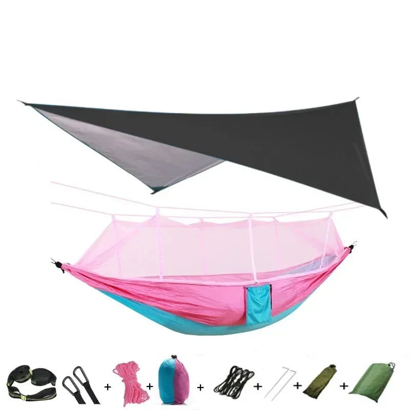 Camping Hammock with Mosquito Net&Rainfly Tent Tarp & Tree Straps