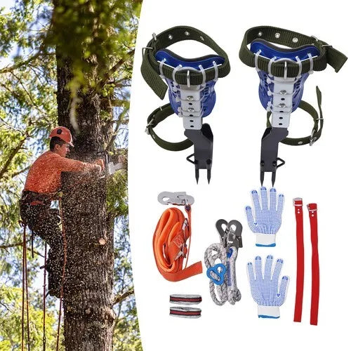 Tree Climbing Spike Set Adjustable Pole Climbing Gear Kit w/Safety Belt Portable