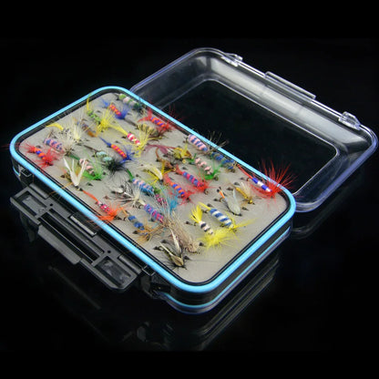 64pcs Fly Hooks Kit with Clear Fly Box - Dry Wet Flies for Fly Fishing Accessories