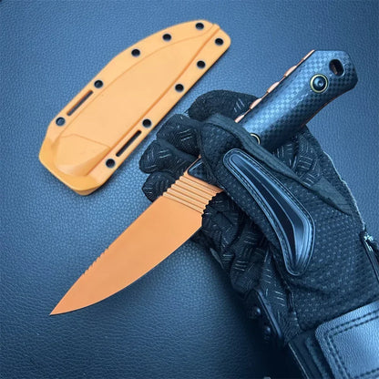 Fixed Blade Knife D2 Blade Stonewashed Camping Equipment Straight Knife with  Sheath